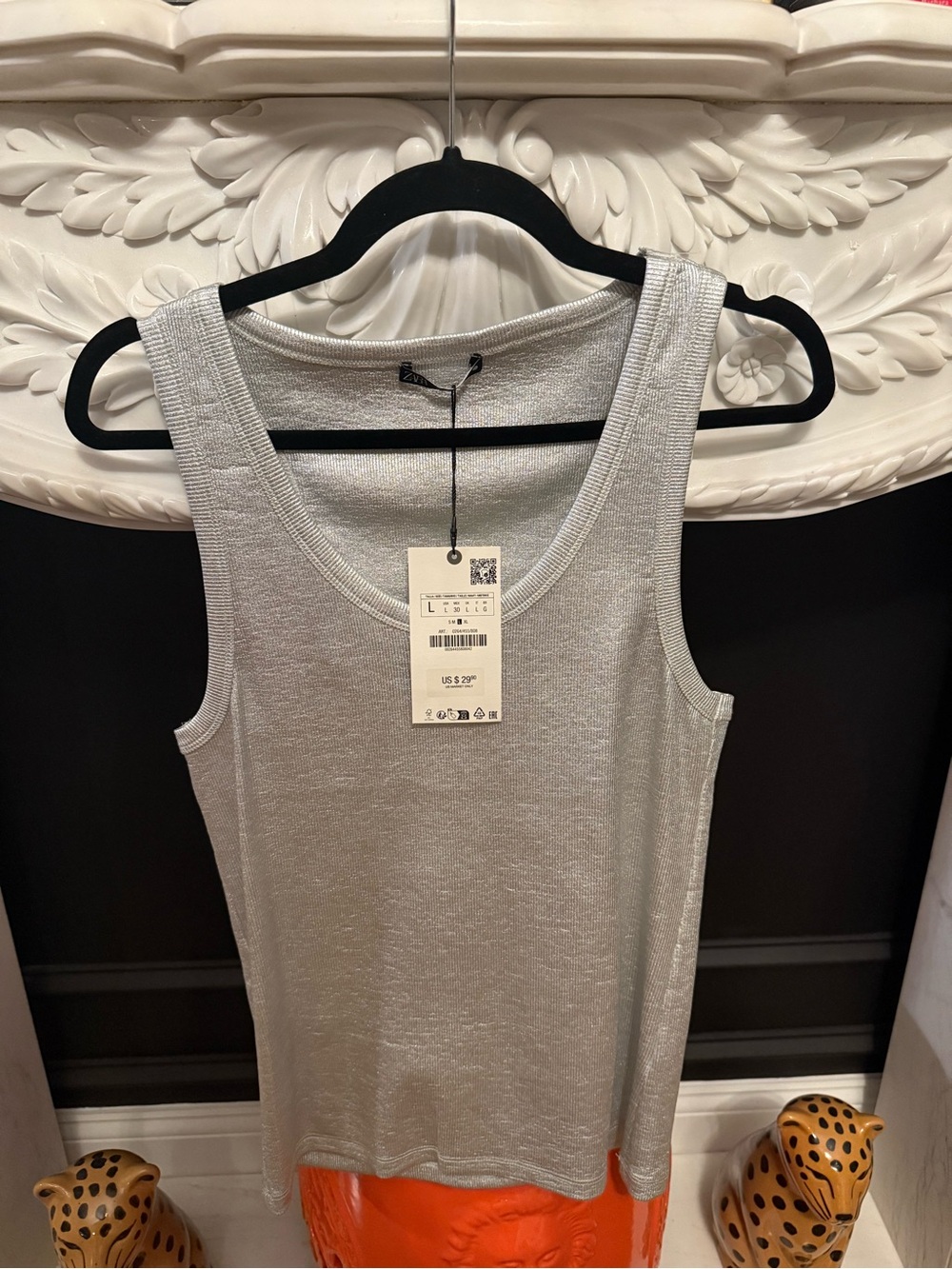 Zara Women’s Silver Metallic Tank Top